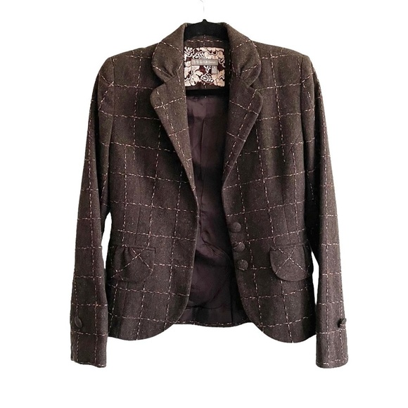 VINTAGE TRISTAN & ISEUT Wool Blazer Brown S - Picture 1 of 8